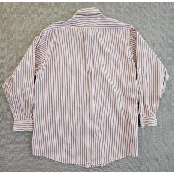 Brooks Brothers 346 Shirt Men's 18 34/35 Red White Stripe Long Sleeve Luxury EUC - Picture 9 of 13